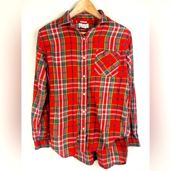 Denim & Supply RL Women's Boyfriend LS Button Down Orange & Green Plaid Top Med. - Picture 1 of 9